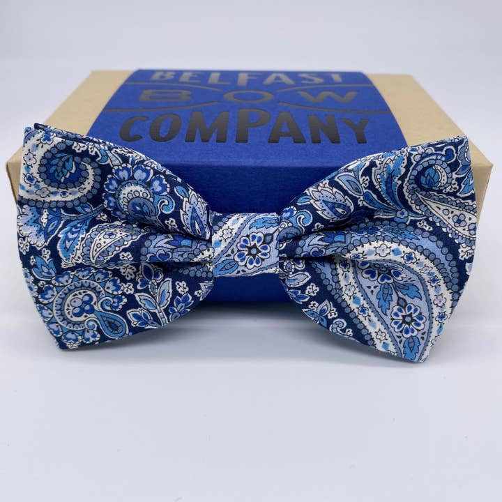 Liberty of London Bow Tie in Navy Paisley for wholesale by Belfast Bow Company