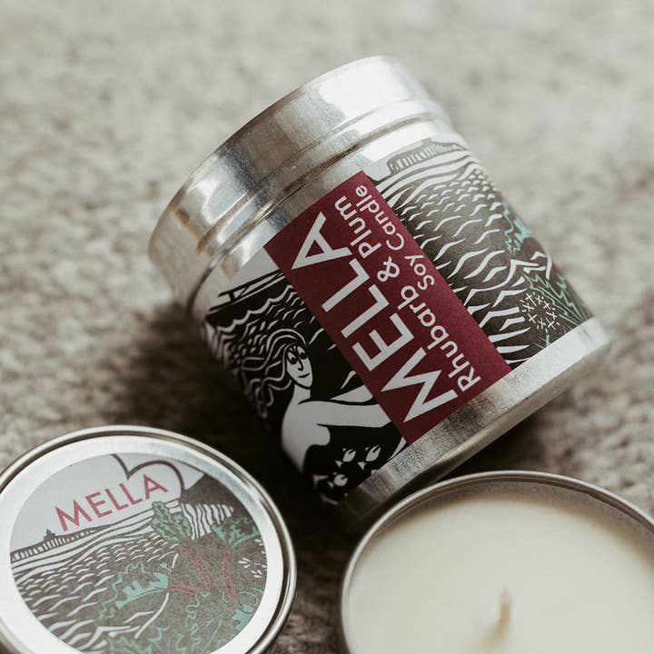 Rhubarb and Plum Large Soy Wax Candle for wholesale by MELLA Handmade Soap