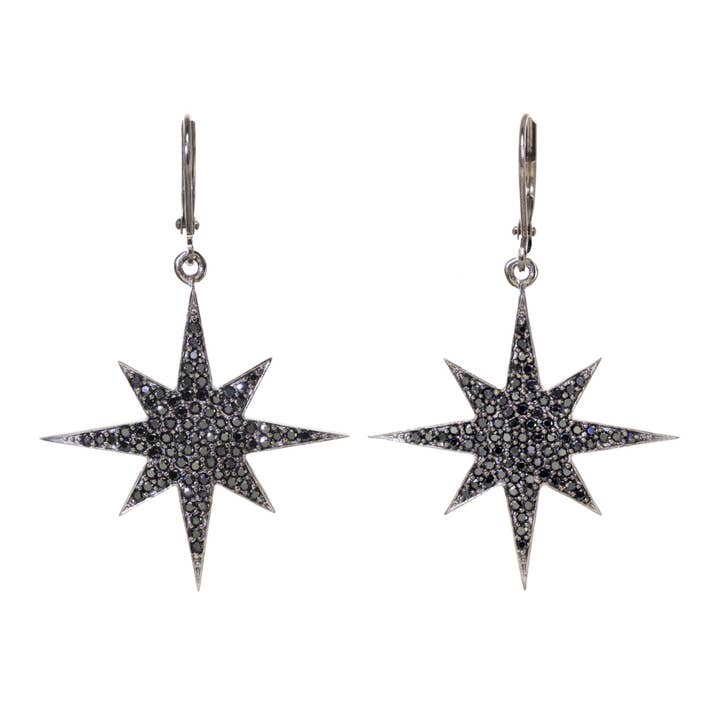 Rachel Reinhardt - Wholesale Dangle Earrings - Black Spinel Pave Star Earring