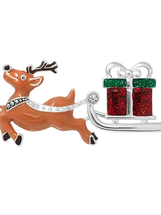 ( H616 ) CHRISTMAS THEME PIN OR BROOCH - REINDEER for wholesale by Jewelry Max