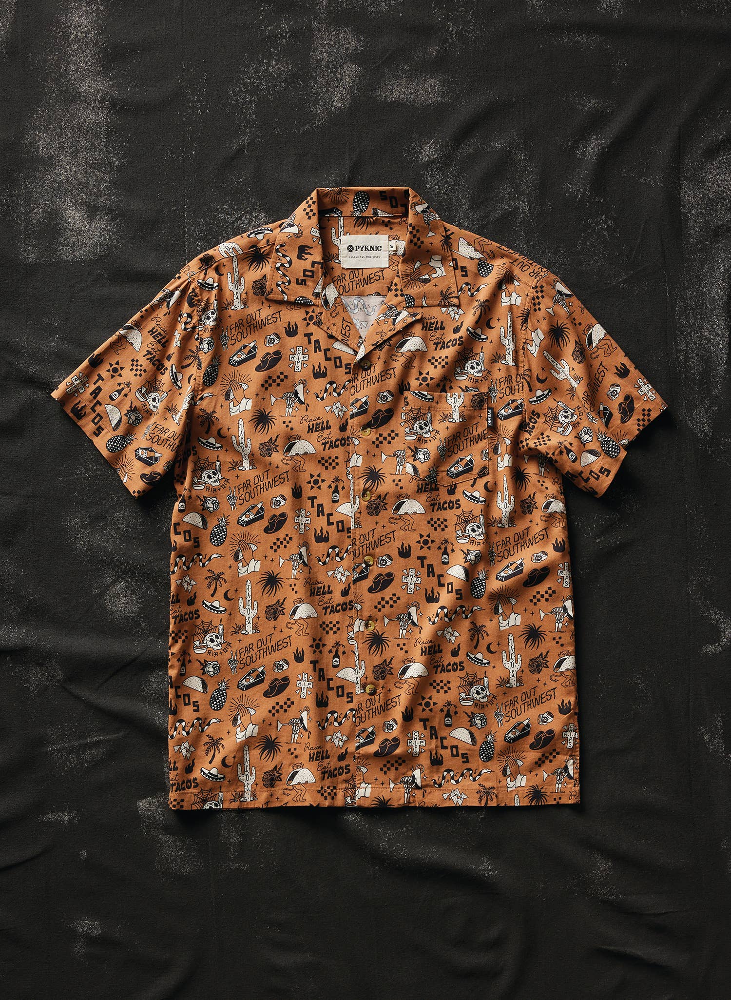 Pyknic - Wholesale Buttoned-down shirt – Unisex - Raise Hell Eat Tacos Men and Women Casual Button-Up Shirt