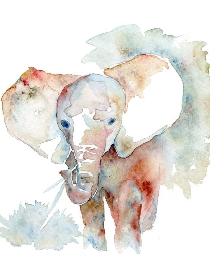 Baby Elephant Ziwa (art print) for wholesale by davidkjonesart