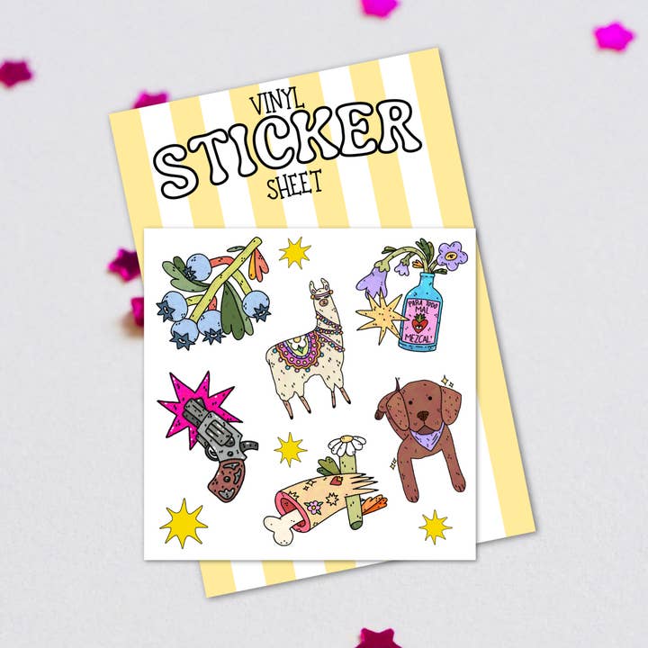 Slumpmässiga designer klistermärkesark | Olaminerade klistermärken för wholesale av Get Stoked