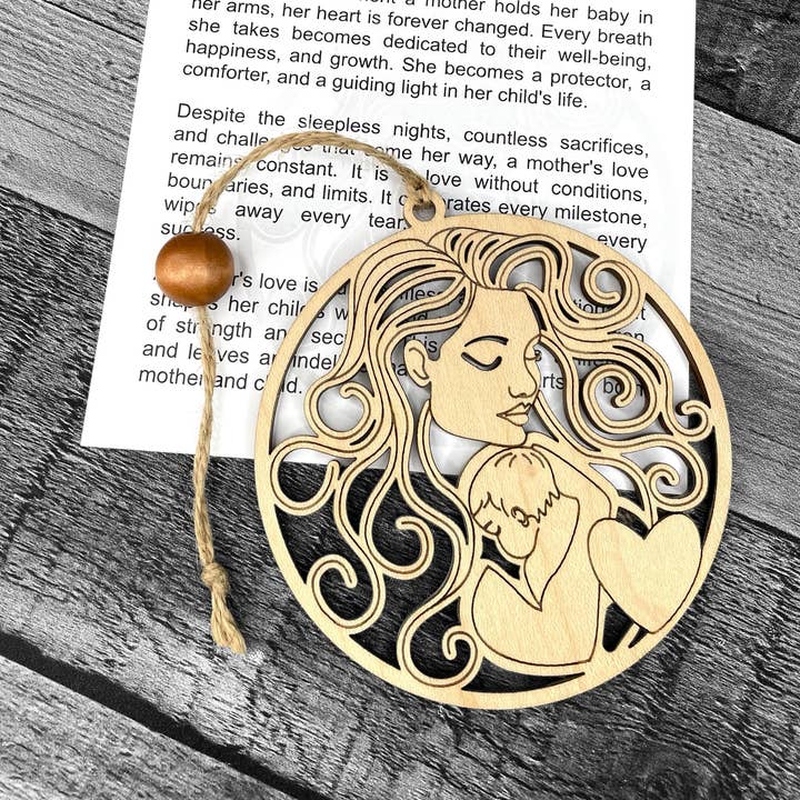 A Mother's Love Story Card Ornament or Car Charm for wholesale by Rag Crazy Creates