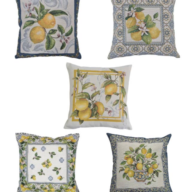 Housse de coussin en tissu Gobelin citron pour la vente par Lunaria Lab