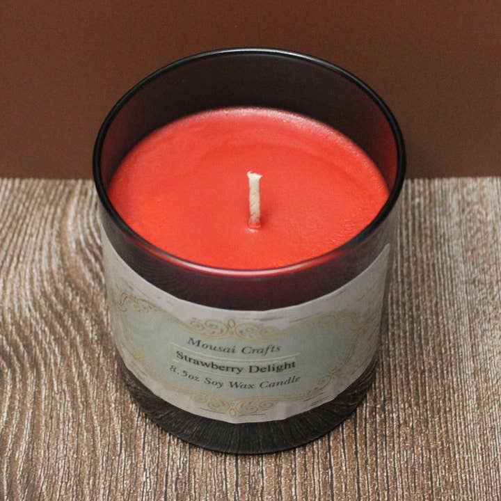 Mousai Crafts - Wholesale Jar/Filled Candle - Strawberry Delight 8.5oz Soy Wax Candle