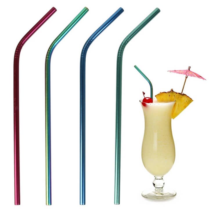 Jactal - Wholesale Drinking Straw - 4 Reusable Stainless Steel Straws2