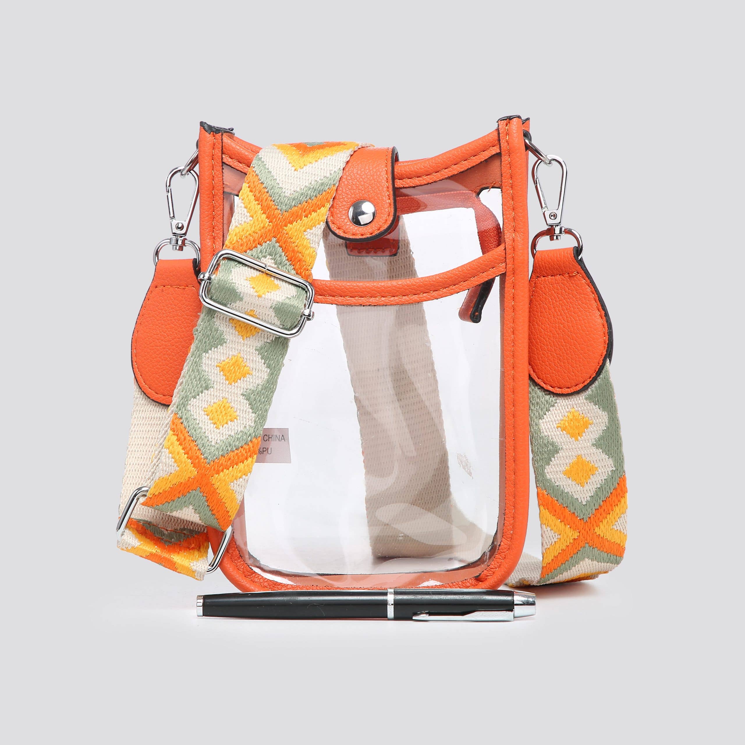 BEIGE BLACK FUCHSIA GREEN NAVY ORANGE JNY3204S2526 Transparent Plastic Mini Crossbody Bag for wholesale on Faire7