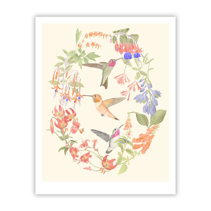 Wings of Freedom: Hummingbirds Fine Art Giclee Print for wholesale by Stacy Hsu Design & Illustration