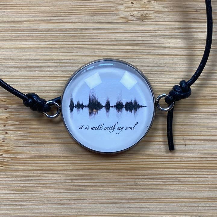 The Soundwave Booth - Wholesale Charm/Dangle Bracelet - Soundwave-It Is Well Leather Christian Charm Bracelet Music