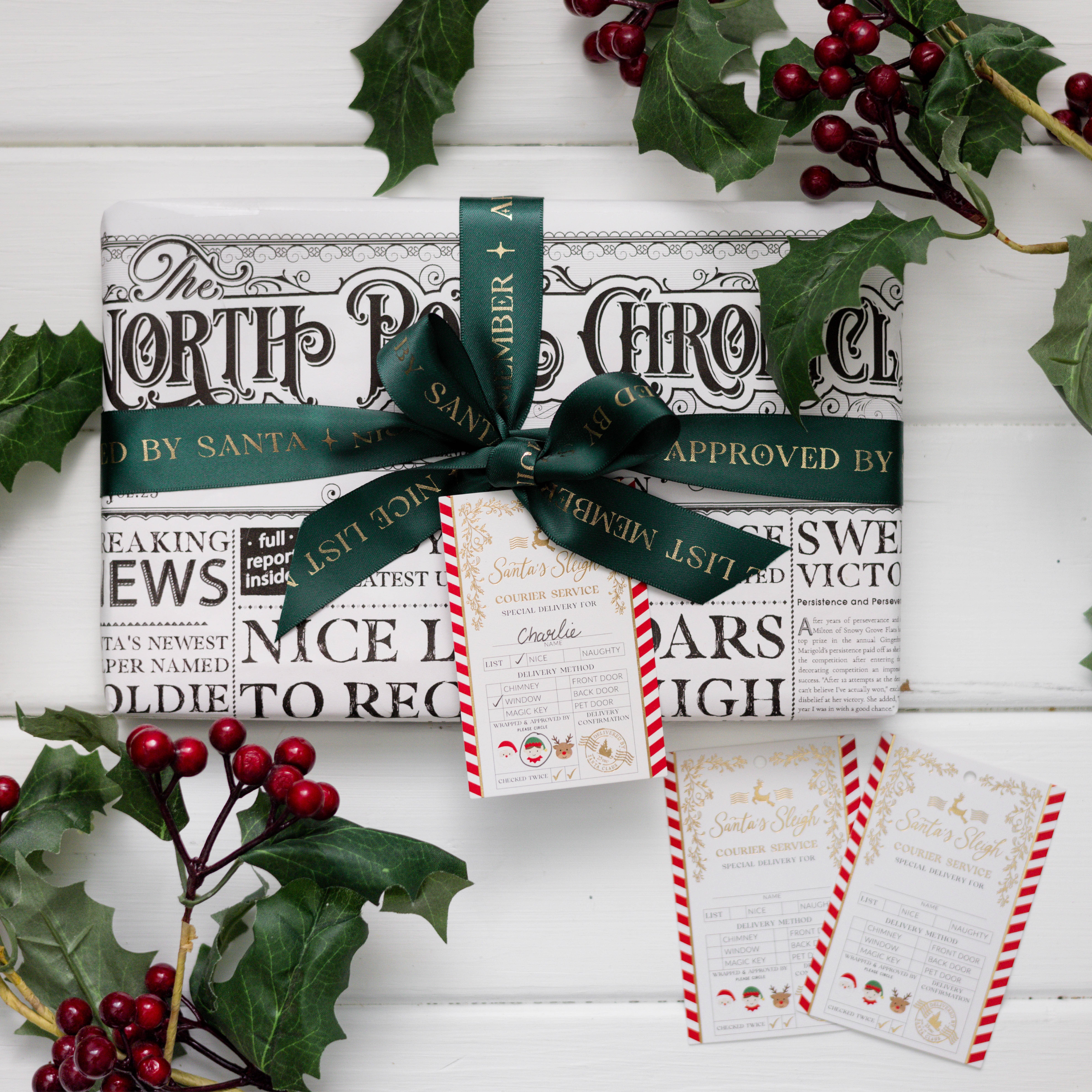 Black Bow Studio - Wholesale Gift Tag - Santa's Sleigh Express Christmas Gift Tags - Set of 65