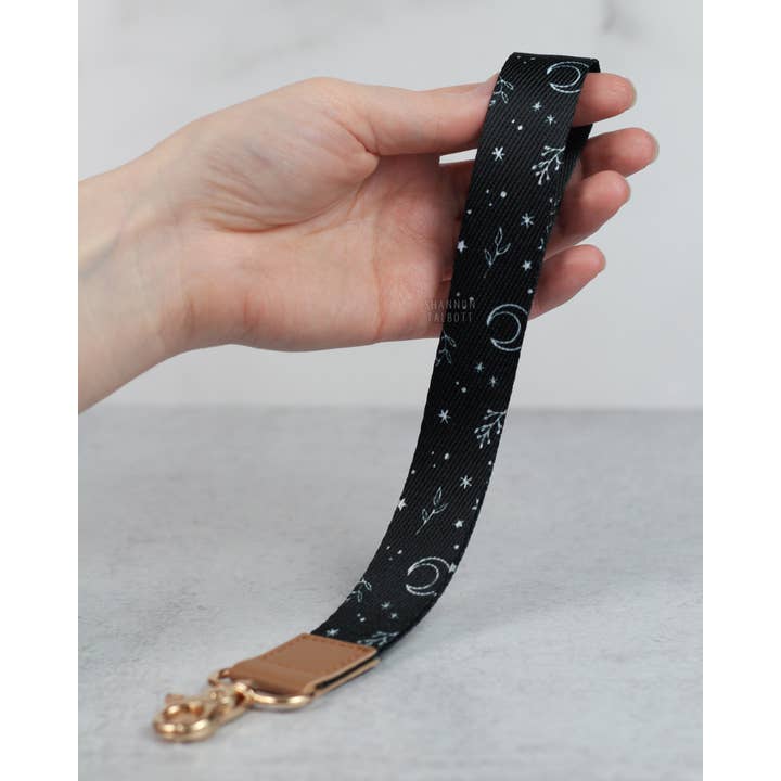 Shannon Talbott - Wholesale Keychain - Unisex - Witchy Crescent Moon and Stars Lanyard Wristlet Keychain