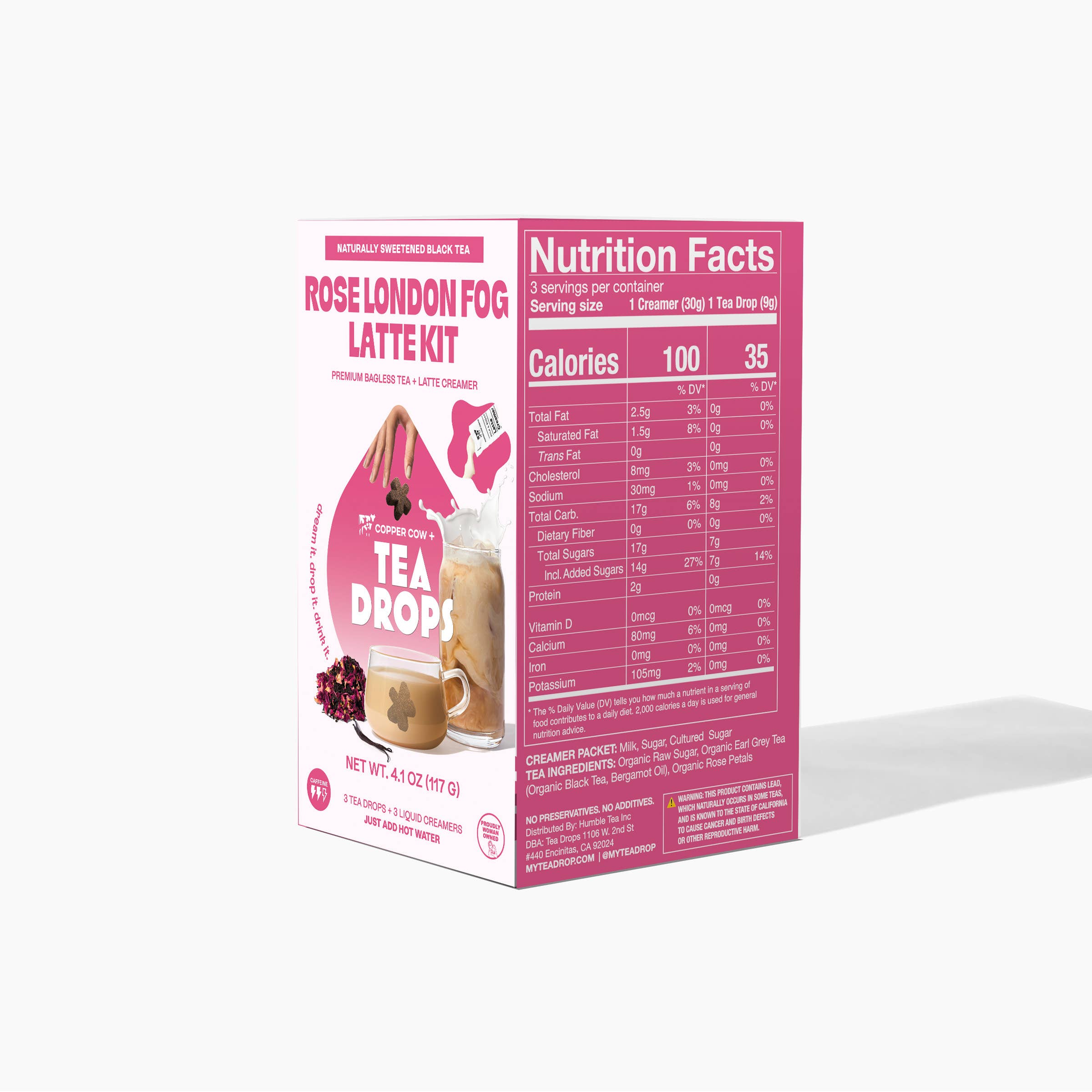 Tea Drops - Wholesale DIY Drink Kit - Rose London Fog Latte Kit - 3ct (Case of 6)3