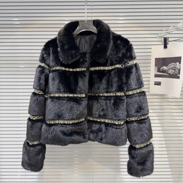 Productseeker - Wholesale Fur/Faux Fur Coat - Women's - CT128 2025 Handcrafted Beaded Sequin Faux Fur Winter Coat0