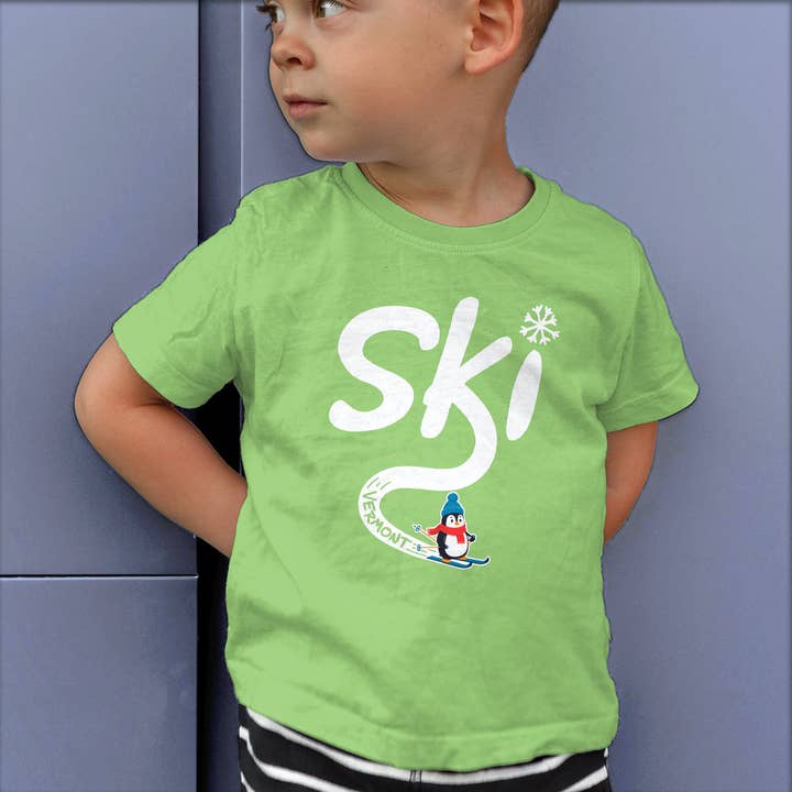 RetroPlanet - Wholesale T-shirt – Kids - Ski Vermont Kids Cute Penguin T-Shirt Toddler 2T-5/6 4