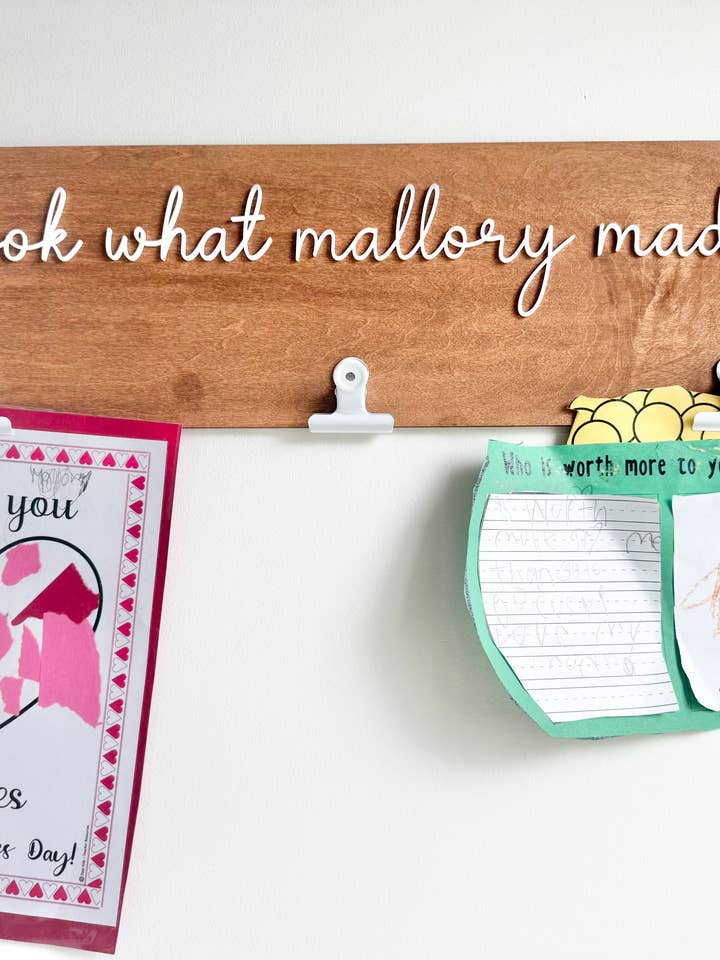 Look What I Made Wood Sign - Kids Artwork Display for wholesale by Mallory Jayde Home and Gifts