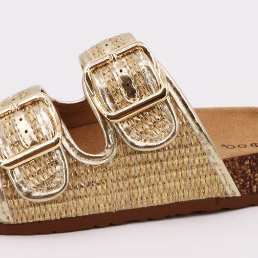 Bamboo CHAMPION-65 Women Cork Sole Double Buckle Strap Flat Sandals-18 Pairs Pack-12.85/Pair for wholesale by Mars Sky Shoes Wholesale