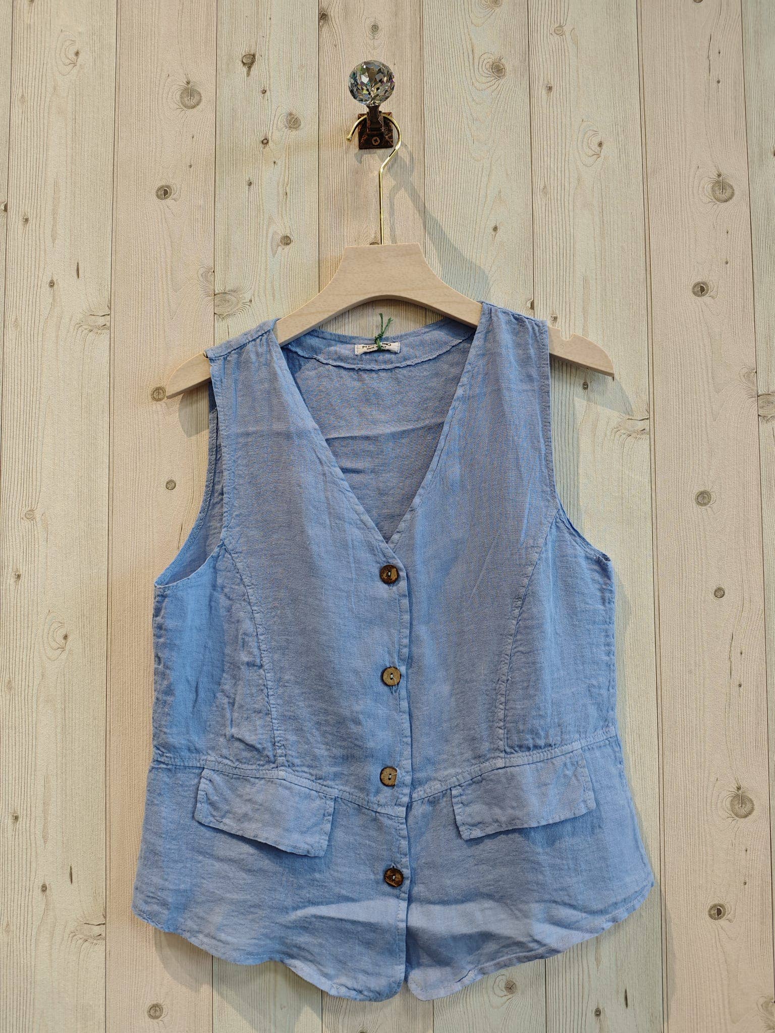 Linen & More - Wholesale Outerwear Vest - Women's - REF 17404 100% LINEN VEST2