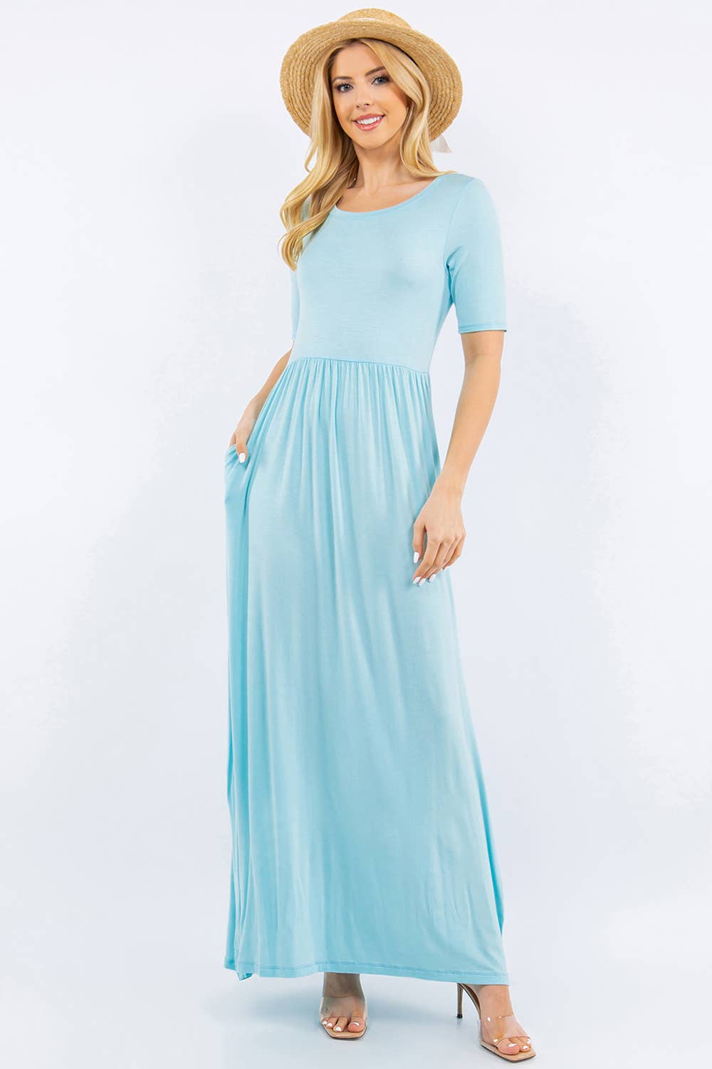 Celeste Clothing - Wholesale Dress - Women's - PLUS SIZE MODEST MAXI DRESS WITH POCKETS -CD23411T-PL0