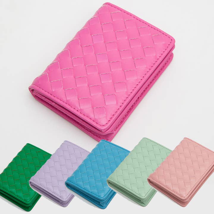 Vegan Leather Woven Braided Wallet for wholesale by Fashion City