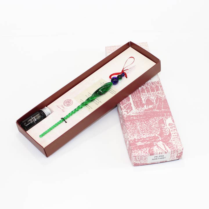 San Lorenzo Design - Wholesale Pen - Murano Twisted Glass Pen, Classic Writing Instrument
