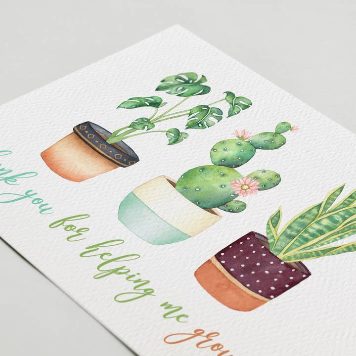 Blue Thistle - Wholesale Thank You Card - Thank You For Helping Me Grow Card, Teacher Appreciation1