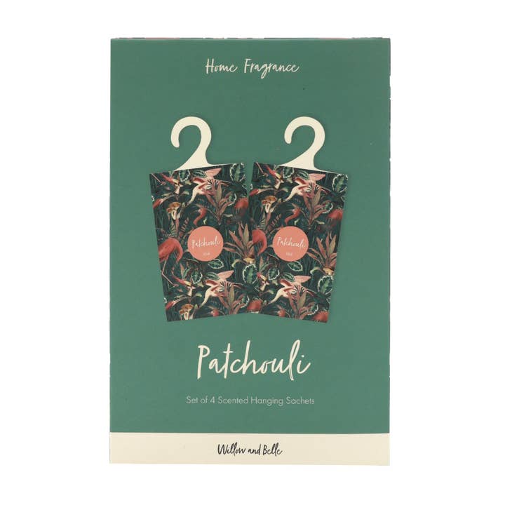 Robert Frederick Ltd - Wholesale Sachet - Willow and Belle Scented Hanging Sachet - Set of 4 Patchouli - Jungle Green Design1