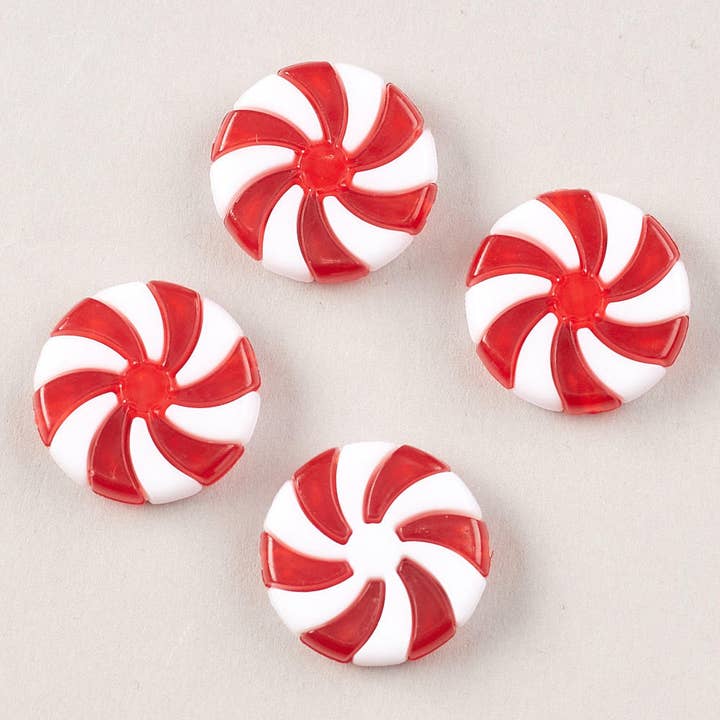 Factory Direct Craft - Venta al por mayor Material para manualidades - Caramelo de menta acrílico rojo y blanco de 1" (paquete de 4)