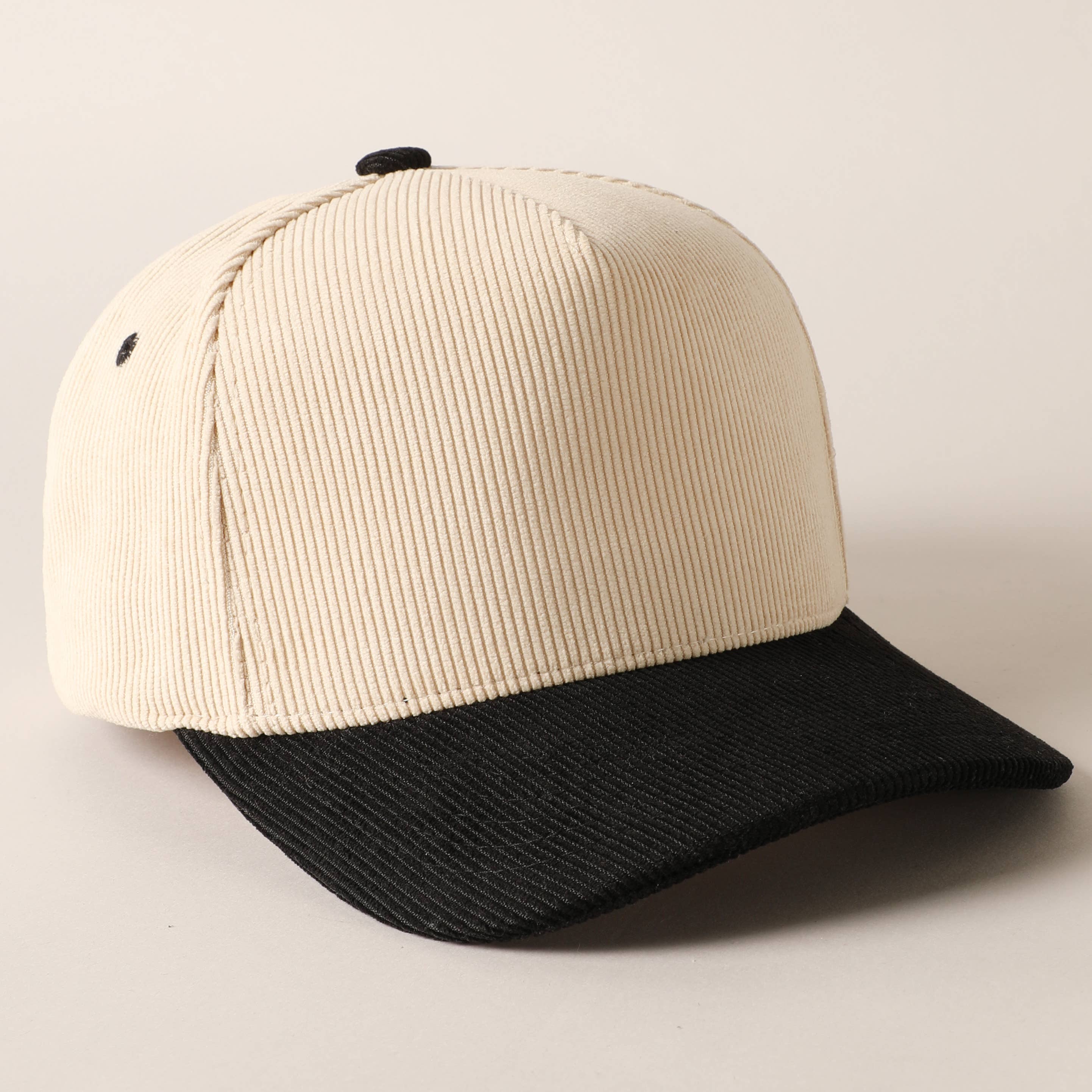 Fashion City - Wholesale Baseball Cap - Unisex - Plain Two Tone Corduroy 5 Panel Trucker Hat66