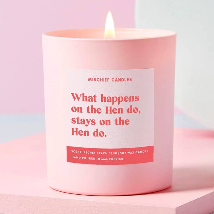 Mischief Candles - Vente Bougie en bocal - Bougie Cadeau Enterrement de Vie de Jeune Fille Drôle Ce Qui Se Passe Pendant l'Enterrement de Vie de Jeune Fille0