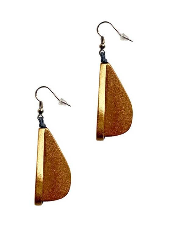 Teo Metallic Wood Earrings for wholesale by Bijondo