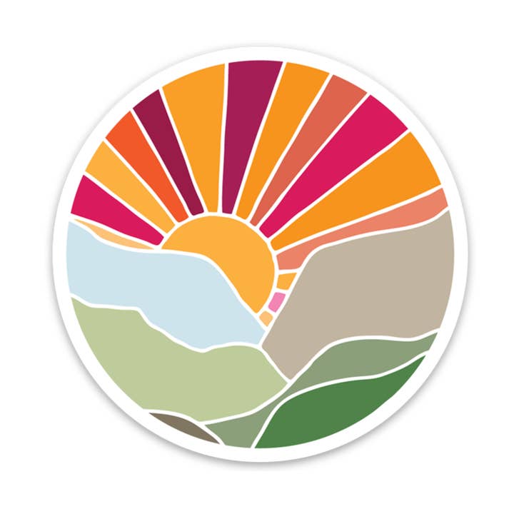Mountain Sunset Vinyl Sticker for wholesale by Row House 14