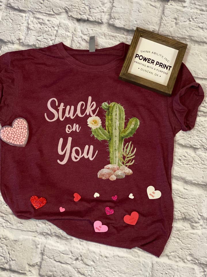 Stuck on you - Short Sleeve Tee for wholesale by Think Ability Inc. - Power Print