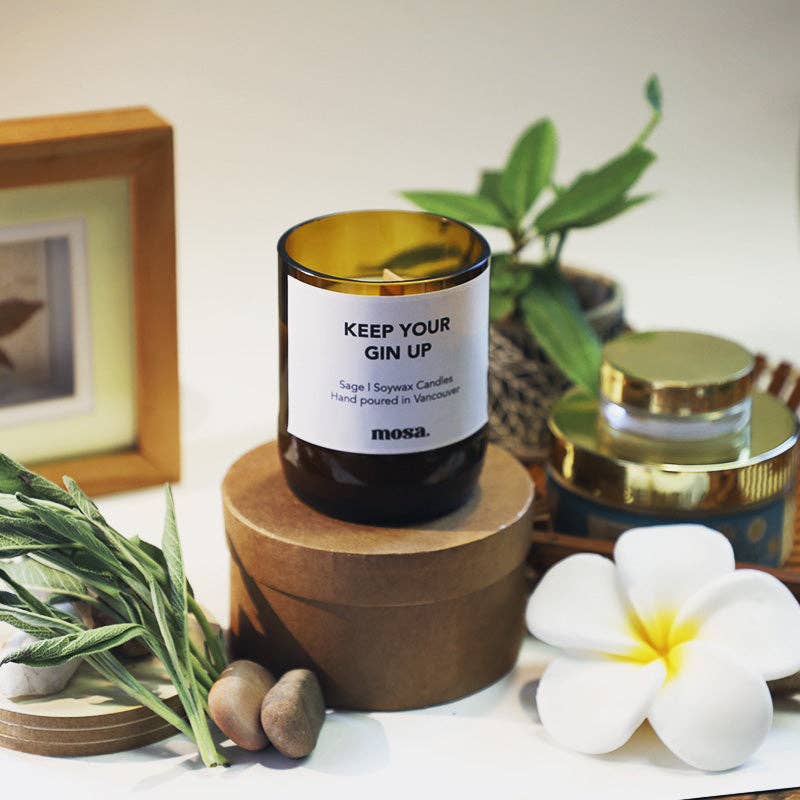 Mosa - Wholesale Jar/Filled Candle - Keep Your Gin Up - Sage Candle8