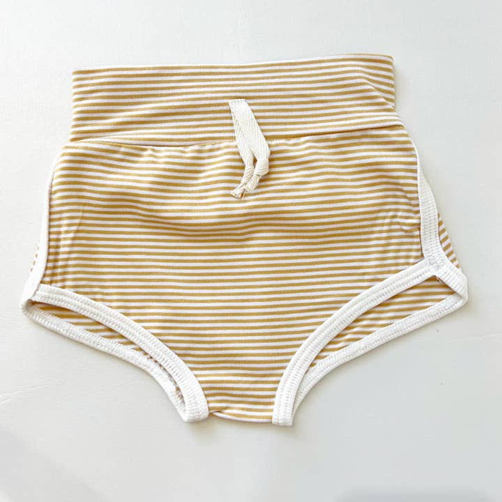 Bamboo Track Shorts | Golden Stripe for wholesale by Bohemian Babies