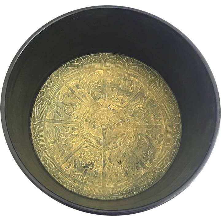 OMA - Eclectic Home - Wholesale Meditation Supplies - Tibetan Singing Bowl Set For Meditation - Lucky Symbols - 6"5