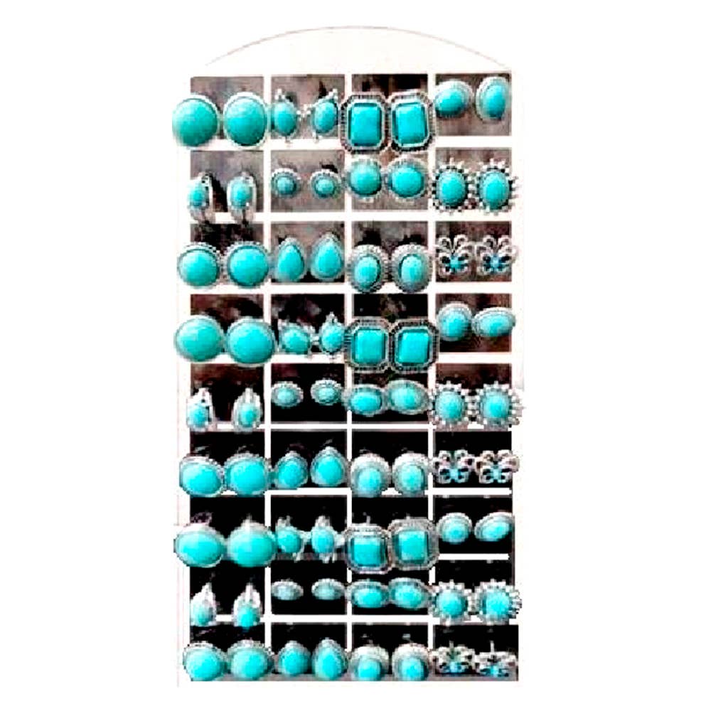 STQ 36 Paar Ohrstecker-Set aus türkisfarbenem Mix für den Großhandel auf Faire1