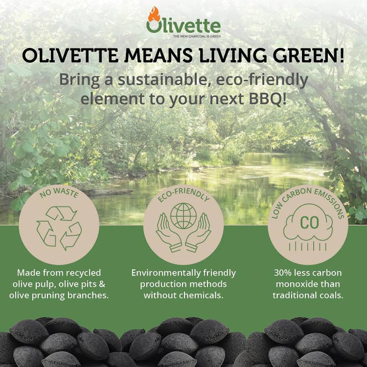 ATLAS OLIVE OILS - Wholesale Fire Pit - Olivette Organic Charcoal Briquette for BBQ|USDA Organic|3Kg5