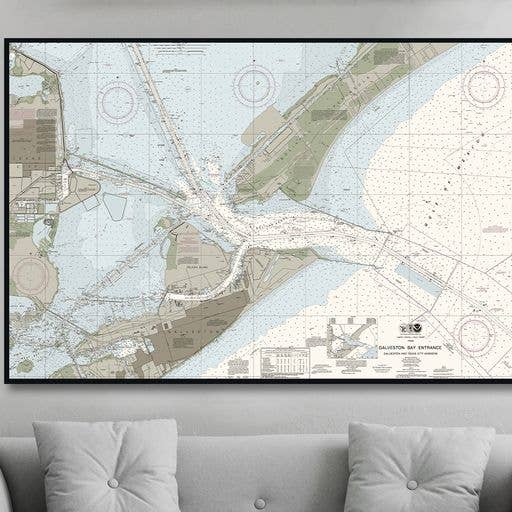 Entrance to Galveston Bay for wholesale by The Nautical Chart Co.