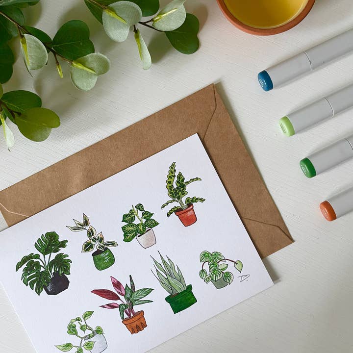 Houseplants | Recycled Cardstock Print for wholesale by D. Prince Designs