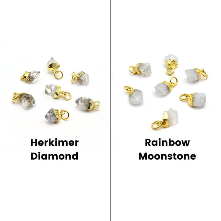 Only Beads - Wholesale Individual Charm/Pendant - Birthstone Charms - Raw Gemstone Pendants with Gold Plating