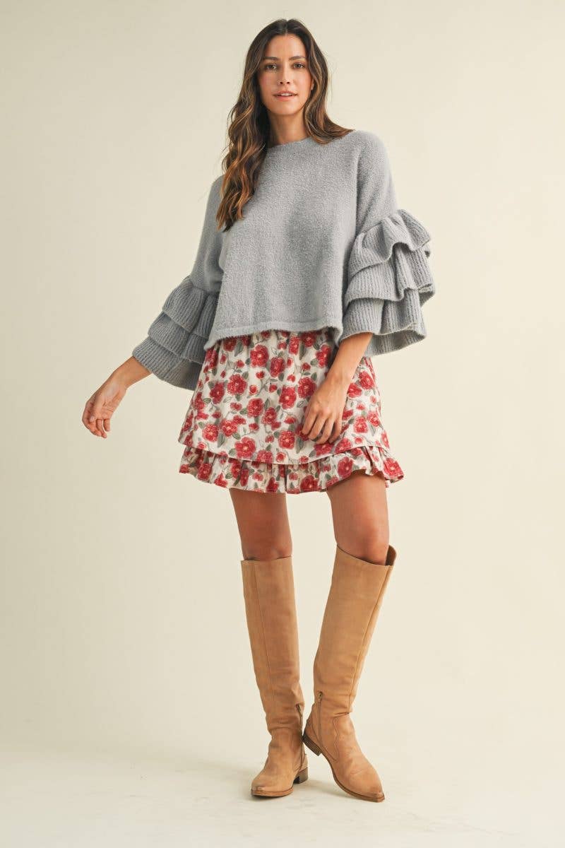 Vanilla Monkey – Engroshandel Pullover - Dame – Fuzzy lagdelt flæseærme løs pasform sweater top3