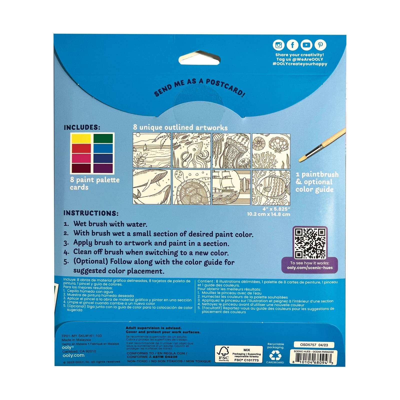 OOLY - Wholesale Crafts, Hobbies & DIY - Scenic Hues: D.I.Y. Watercolor Art Kit - Ocean Paradise (171