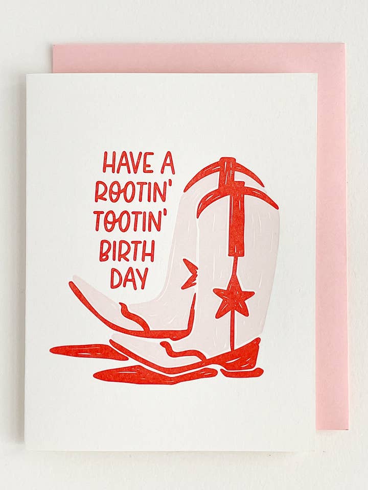 Have a Rootin' Tootin' Birthday - Letterpress Greeting Card for wholesale by Sarah Bloom Studio