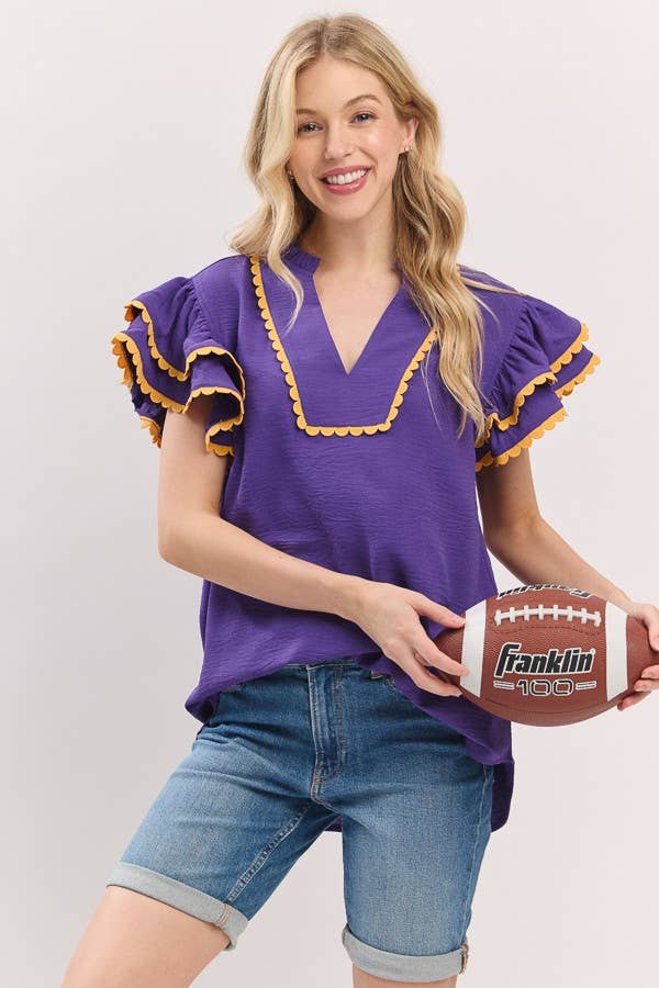 Sewn and Seen – Großhandel Bluse – Damen – Oberteil mit Rüschenärmeln und Muschelsaum21