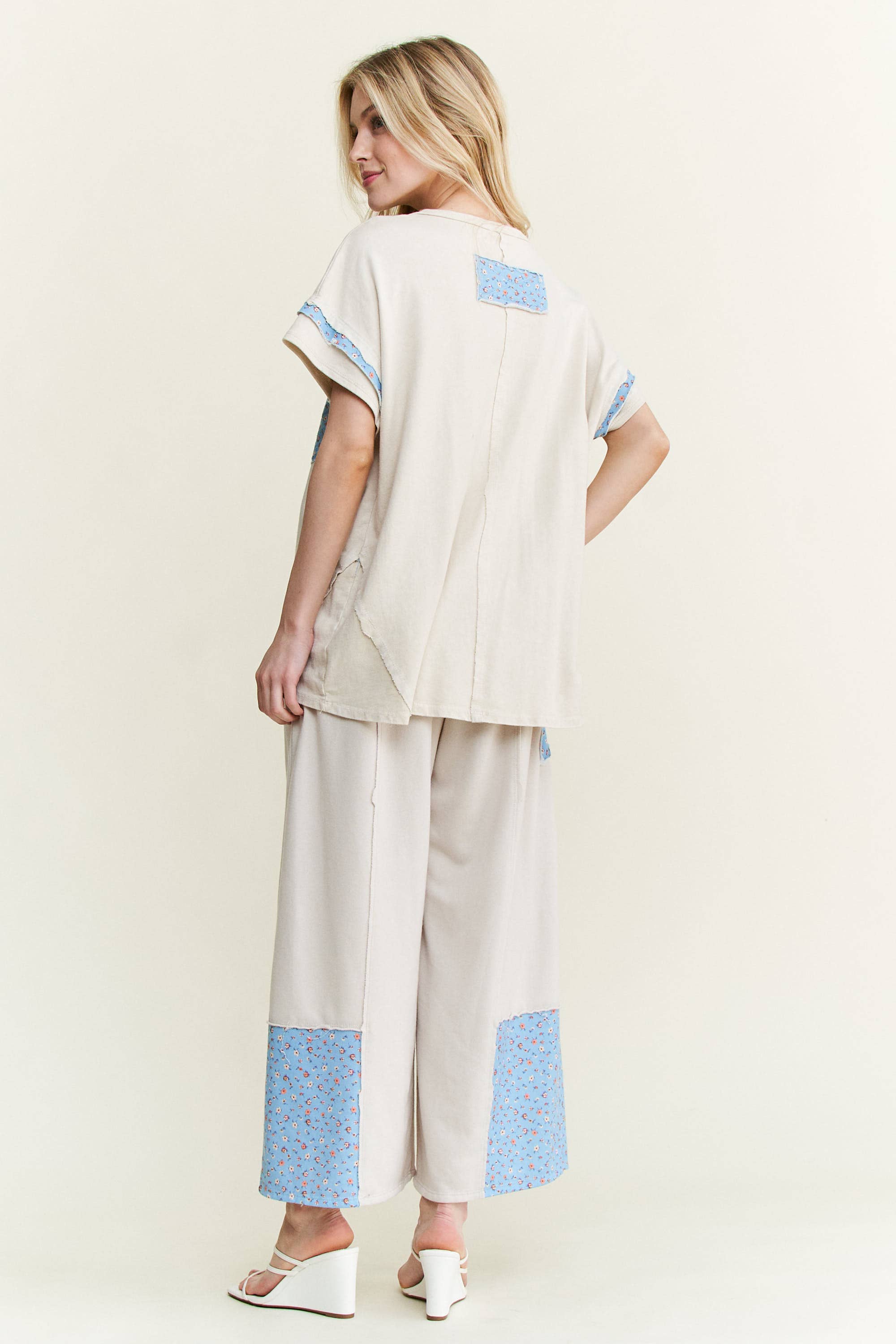 J.Her - Vente Pantalon – femme - Pantalon en molleton de coton avec patchs de fleurs HP65113