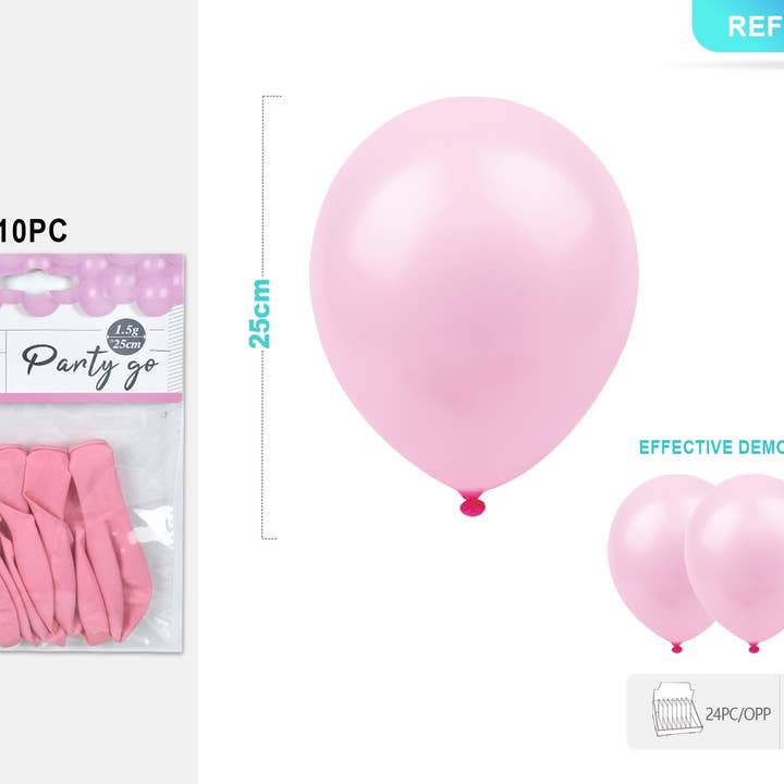 1.5G Matte Latex Ballonnen 25CM Lichtroze -10ST x 24 Pakketten voor wholesale door Party Go