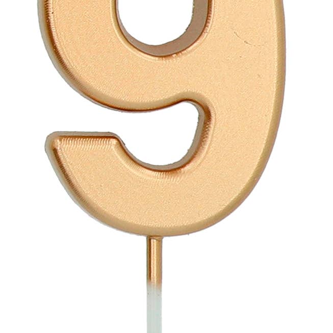 Candle Number 9 Gold - 5 cm for wholesale by Folat BV