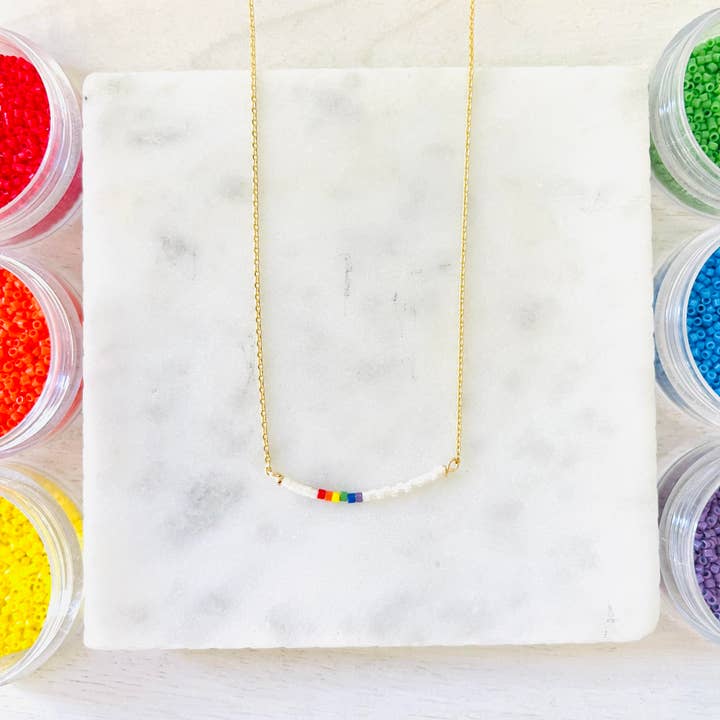 Chase The Rainbow minimalist miyuki bead necklace for wholesale by Girls Day Out by Amy Houston