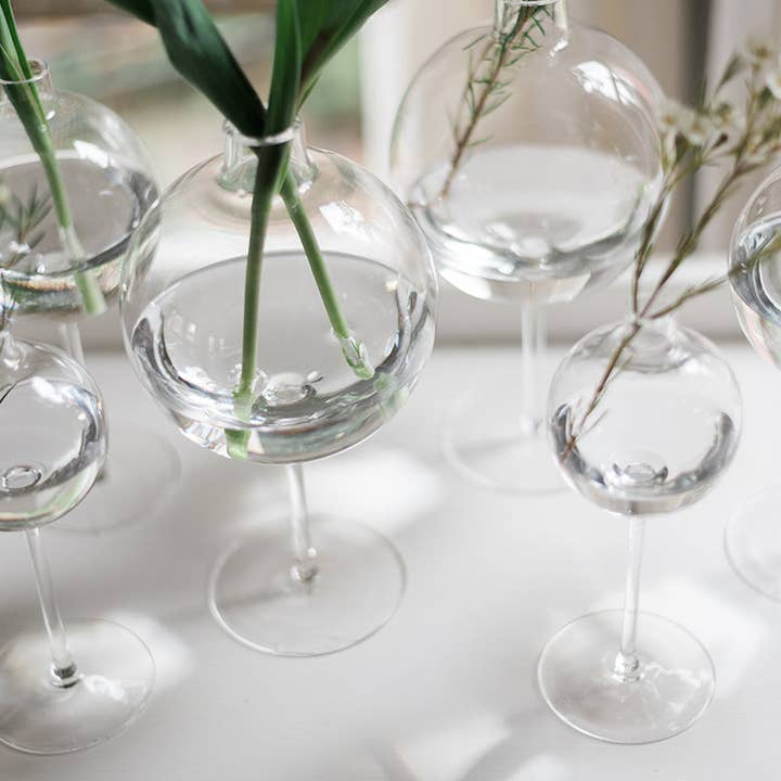 etúHOME - Wholesale Vase - Clear Wine Glass Shaped Flower Vase, Large